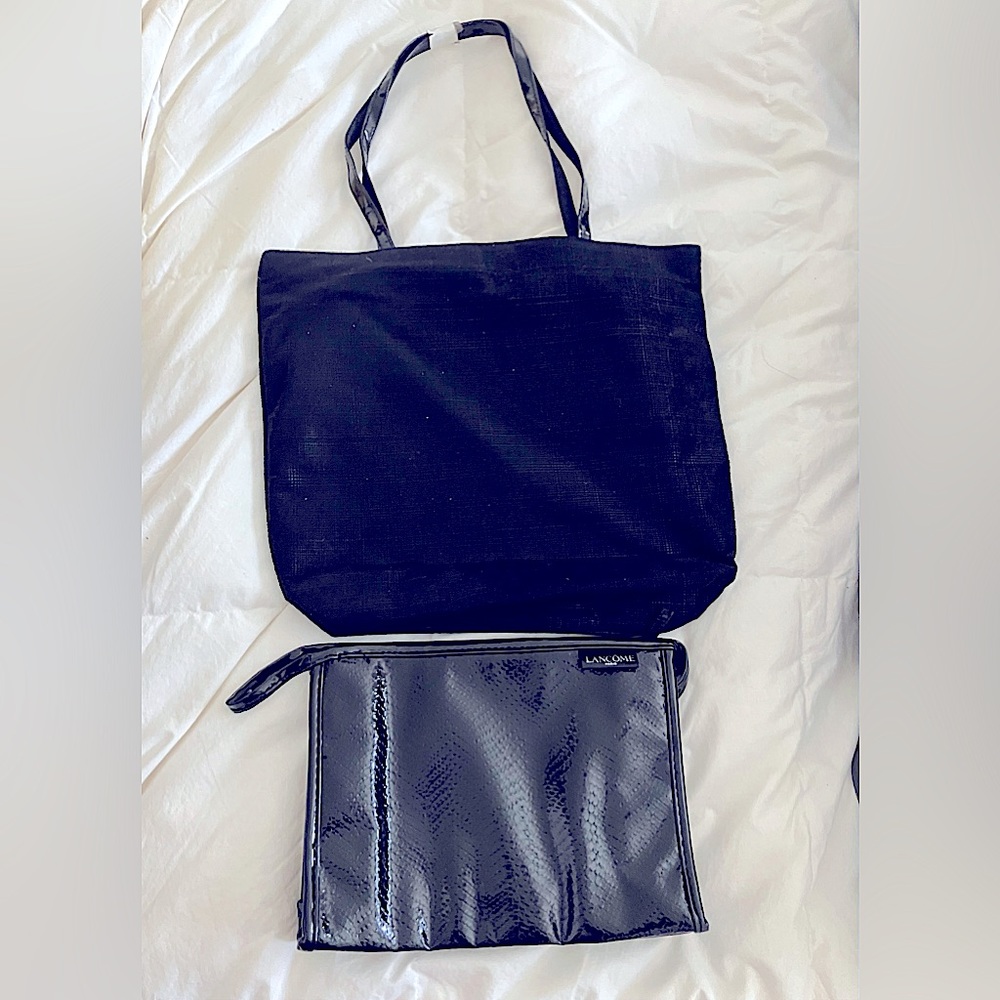 Lancôme Black Tote Bag and Cosmetic Bag - New